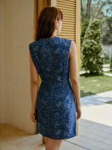 MOTF PREMIUM 佩斯利印花提花牛仔连衣裙