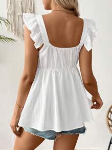 SHEIN 孕妇休闲无袖纯色衬衫 - 白色 - 查看 2