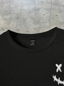 AXEPEAK T-shirt uomo con stampa espressiva, stile streetwear