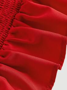 SHEIN MOD Women's Solid Color Embroidered Spaghetti Strap Camisole Top - Red - View 4