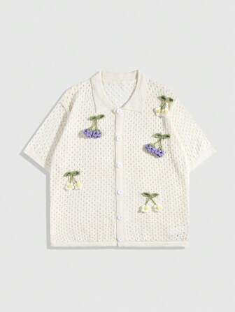 Casual Herren Mode offene Vorderseite Blumen Häkel Strickjacke, Sommer