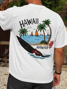 Manfinity Homme Plus Size Men Holiday Graffiti Print Short Sleeve T-Shirt - White - View 1