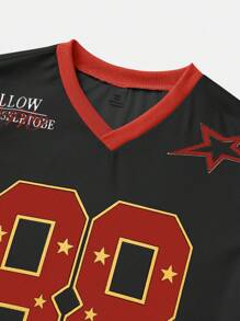 SHEIN Teenager Spring/Summer Simple Print Short Sleeve T-Shirt,Jersey T-Shirt - Black - View 7