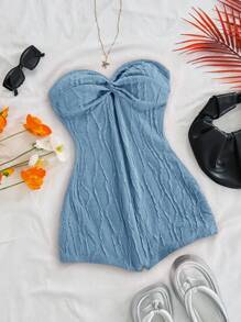 Soleia Mono último diseño de punto texturizado con espalda descubierta y giro delantero en color rojo Ancola para mujeres - Azul - Ver 1