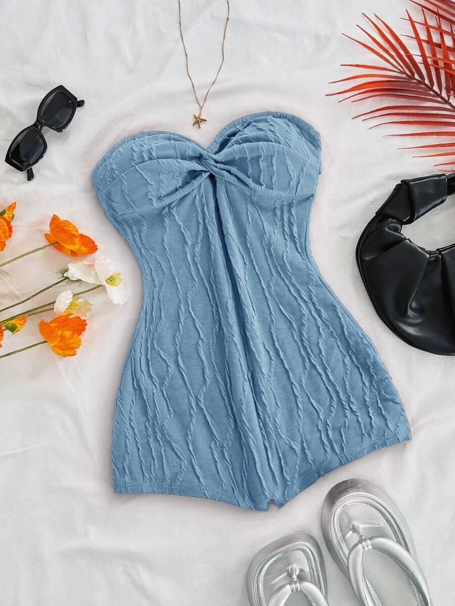 Soleia Mono último diseño de punto texturizado con espalda descubierta y giro delantero en color rojo Ancola para mujeres - Azul - Ver 1