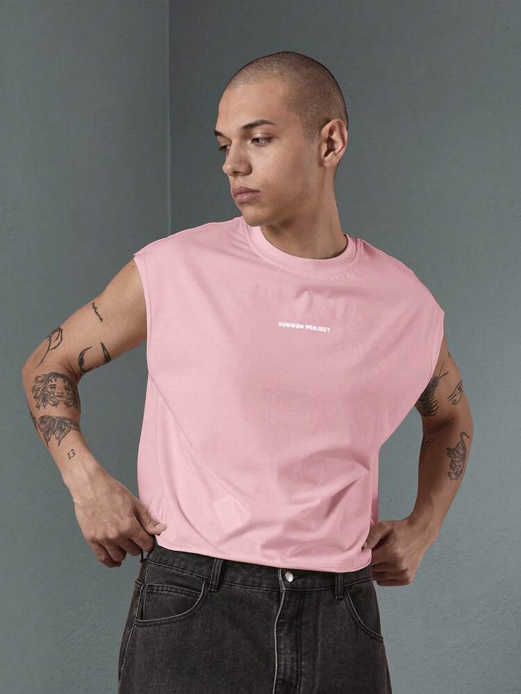 Sleeveless Cut Off Crop Graphic Print Tank Top