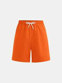 SHEIN Pantalones cortos casuales con cordón en la cintura para adolescentes, adecuados para nadar, hacer deporte, la calle, punk, rock, escuela, uso diario, fiestas, festivales de música, primavera/verano