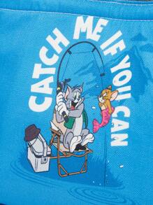 TOM & JERRY X SHEIN 时尚可爱猫咪图案午餐盒包，上班族和学生午餐手提包 - 彩色 - 查看 5