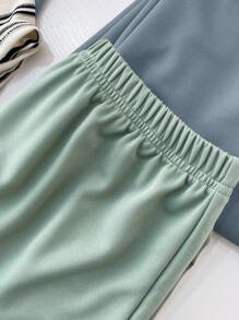 SHEIN 4 件套青少年男童休闲条纹狼印花圆领短袖 T 恤和裤子套装，适合通勤、上学、日常休闲和运动装，春夏季