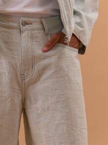 Musero Textured Longline Denim Textured Shorts Spring, Summer, Holiday, Vacation - Blue - View 5