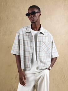 Sumwon Classic Plaid Button Down Short Sleeve Collared Shirt Casual Summer Streetwear Loose Cut Weekend - Multicolor - View 5