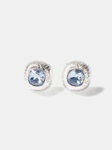 MOTF PREMIUM Orejeras de mujer con cristales de color azul zafiro brillantes - Plateado - Ver 6