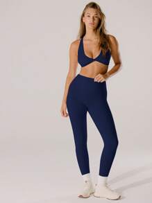 Aralina Leisurewear Active High-Rise Bottom Lift Active Leggings - Navy Blue - View 9