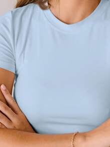 Aralina Classic White Fitted Everyday Essential Brushed Crop Top