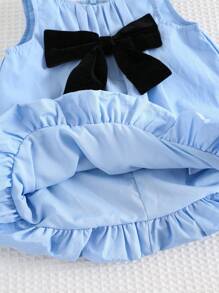 Cozy Pixies Robe décontractée et polyvalente pour bébé fille nouveau-né avec col rond et sans manches, décorée d'un nœud