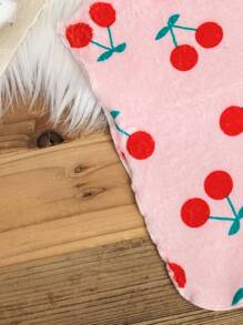 Infant Girls' Double-Sided Flannel Cherry Print Sleeveless Hooded Sleeping Bag & Robe, Homewear - Red - View 4