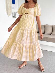 SHEIN Maternity Dress, For Baby Shower Party Maternity Dress Summer Maternity Dresses For Summer Maternity Summer Dresses Maternity Sets For Summer Maternity Gingham Dress Yellow Maternity Dress Maternity Midi Dress Summer Maternity Outfits