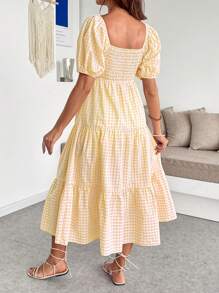 SHEIN Maternity Dress, For Baby Shower Party Maternity Dress Summer Maternity Dresses For Summer Maternity Summer Dresses Maternity Sets For Summer Maternity Gingham Dress Yellow Maternity Dress Maternity Midi Dress Summer Maternity Outfits