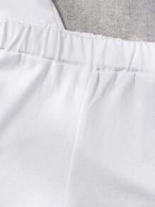 2 件婴幼儿熊印花 Polo 领短袖上衣和松紧腰短裤套装，棉质面料柔软舒适，适合 6 个月 - 3 岁儿童，简约时尚风格，适合室内/室外活动，春夏季 - 白色 - 查看 5