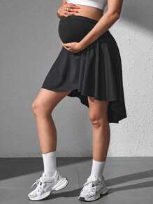 SHEIN Quần short yoga cho bà bầu cạp chun mới có thể điều chỉnh - màu đen - Xem 1