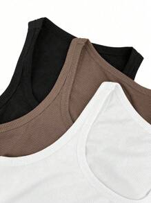 SHEIN Unity Multi-Color Set Of Pleated V-Neck Tank Tops With Grid Pattern And Gathered Hem Fall Women Clothes Back To School - Multicolor - View 7
