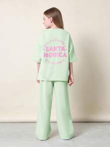 SUMWON Santa Monica California Collection Spring Summer Tween Casual Wear Plus Size Ultra Comfort Beachwear Vacation Outfit Daily Essentials - Green - View 1