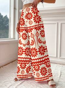 Travachic 女式几何花卉印花，休闲度假性感风格，可爱，椰子女孩，波西米亚风度假沙滩裤，适合春假、音乐节，适合夏季 - 彩色 - 查看 6