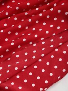 Sweetra Áo ba lỗ cổ yếm in họa tiết chấm bi thanh lịch cho nữ, mùa hè - Đỏ - Xem 5