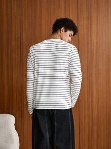 SWAVVY Men T-Shirts Fit Crew Neck Drop Shoulder Long Sleeve Casual Korean Fashion Summer Polyester Vintage Wash Tee, Fall