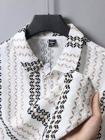 Manfinity Homme Camisa polo de manga corta casual de hombre con bordado de color contrastante, para verano