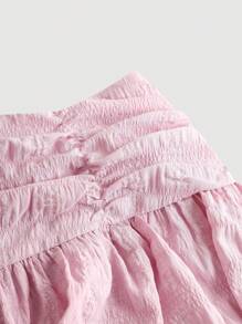 SHEIN MOD Women's Solid Color Ruffle Hem Short A-Line Skirt - Pink - View 3