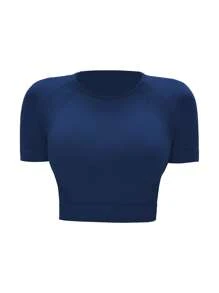 Easithlete 3 件女式简约纯色插肩袖运动 T 恤，夏季 - 彩色 - 查看 4