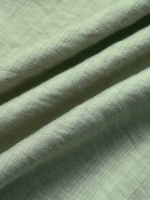 SOLERSUN 女士度假浪漫优雅亚麻露肩小飞袖短款上衣和 A 字前开叉长裙套装，女士两件套服装，休闲日常穿着 - 綠色 - 查看 3