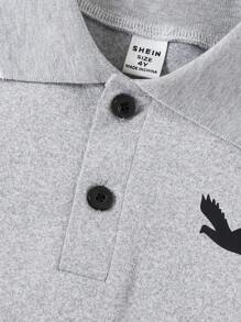 Conjunto de 6 piezas de nuevo estilo para niños pequeños con camiseta tipo polo de unicolor con estilo universitario y pantalones cortos con cintura elástica, atuendo casual y cómodo para exteriores, multicolor