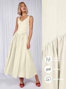 COSMINA Women Long Solid Dress, Fashion For Summer