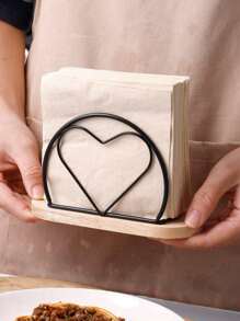 1pc Wooden Base Iron Art Napkin Holder, Vertical Metal Tissue Dispenser, Tabletop Decoration Accessory, For Home, Restaurant, Hotel And Cafehome Decor,School Supplies - Multicolor - View 8