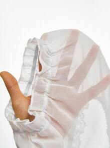 SHEIN MOOSTA Camisa de estilo francés de patchwork para mujeres de talla grande - Rosa - Ver 6