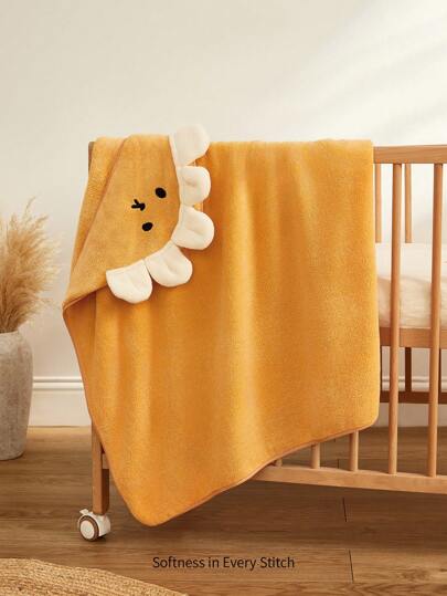 Cozy Pixies 90*90cm Soft Hooded Animal Floral Baby Towel, Super Absorbent, Quick Drying, Warm And Cozy, For 0-3 Years Old, Versatile Use For Bathing And Swimming