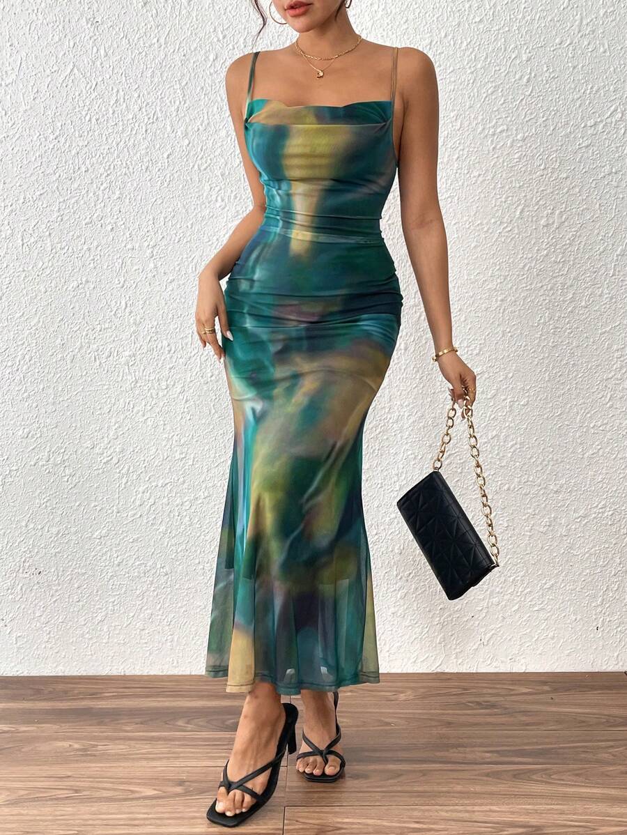 Chiquease Women's Fashionable Spaghetti Strap Dress, Suitable For Summer - Green - View 1