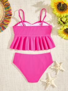 SHEIN Maillot de bain deux pièces blanc unicolore simple pour fille