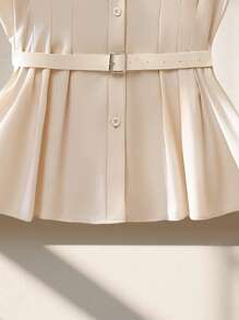 SHEIN Frenchy Plus Size Elegant Solid Color Bat Wing Pleat Blouse, Summer