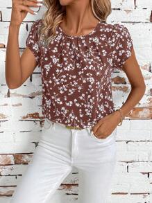 SHEIN Clasi 碎花短袖衬衫，夏季时尚