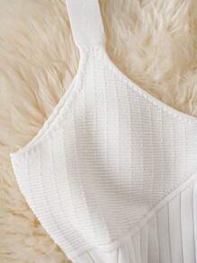 Women's Casual Sleeveless Solid Color Knitted Jumpsuit, Summer