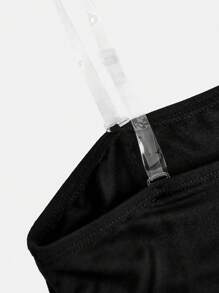 SHEIN Vestido casual para meninas adolescentes, estilo urbano, preto, com fenda na coxa, justo, roupa de família combinando para o verão