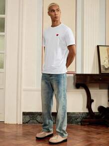 SWAVVY Men T-Shirts Fit Crew Neck Short Sleeve Basic Tee Casual Simple Summer Knit Top - White - View 3