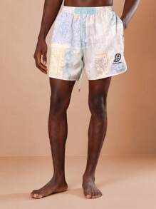 SUMWON Short de bain Planche de natation Motif paisley vintage Plage Surf Sport Loisir Vacances Piscine Villégiature Été - Multicolore - Voir 1