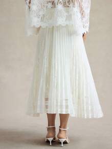 Briarwyn 女士褶皱蕾丝弹力腰优雅A字裙夏季服装女士夏季服装女士夏季服装和女士海滩服装 7 月 4 日 - 杏色 - 查看 8