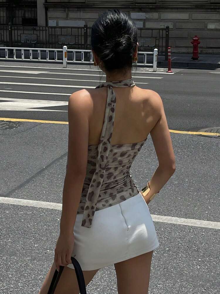 Women's Summer Leopard Print Fitted Ruched Bandeau Top,Crop Tops Women Sexy Women Tops Going Out Tops Vacation Tube Top