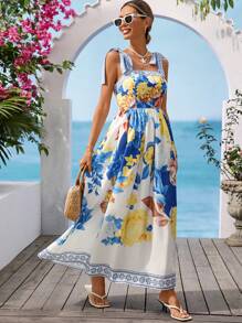 Vivid Eden 女士细肩带连衣裙，夏季时尚 - 彩色 - 查看 6