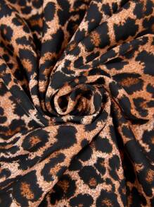 LanaWest Plus Size Leopard Print Knotted Casual Vacation Cami Dress